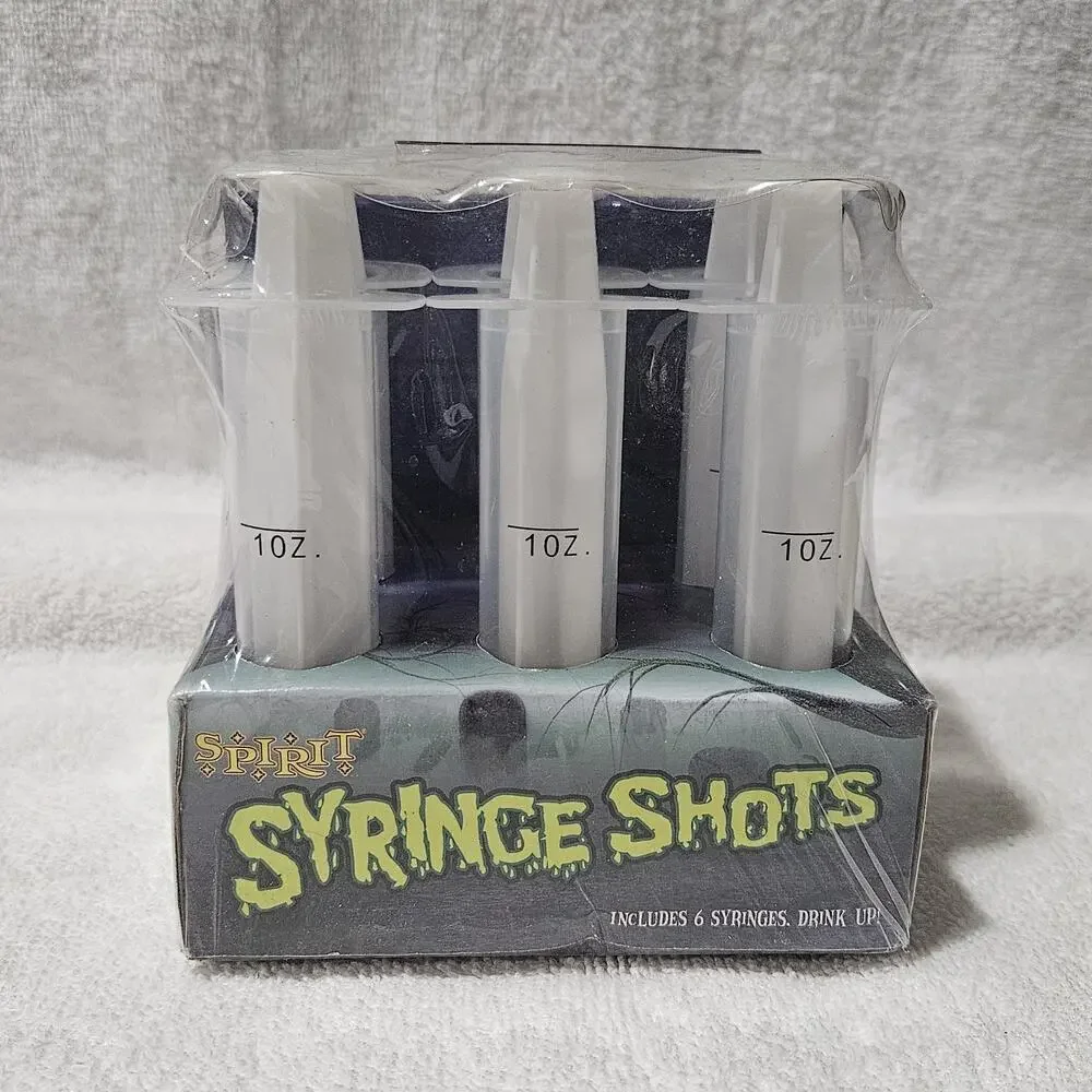Spirit Halloween Syringe Shots 6 Pack 1 oz Drink Syringes NEW Sealed